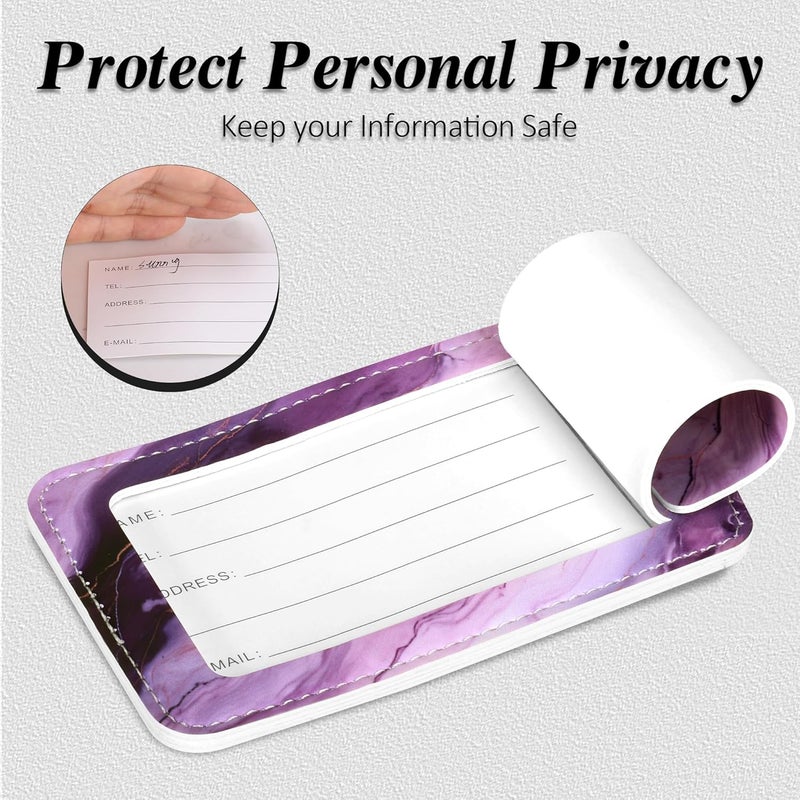 Chelmon Luggage Tags for Suitcases, 2 Pack Cute PU Leather Luggage Tag TSA Approved with Stainless Steel Loop and Address Card Baggage Tag for Travel&Hotel Stays&Cruise Ships&Shipping and Mailing - Image 5